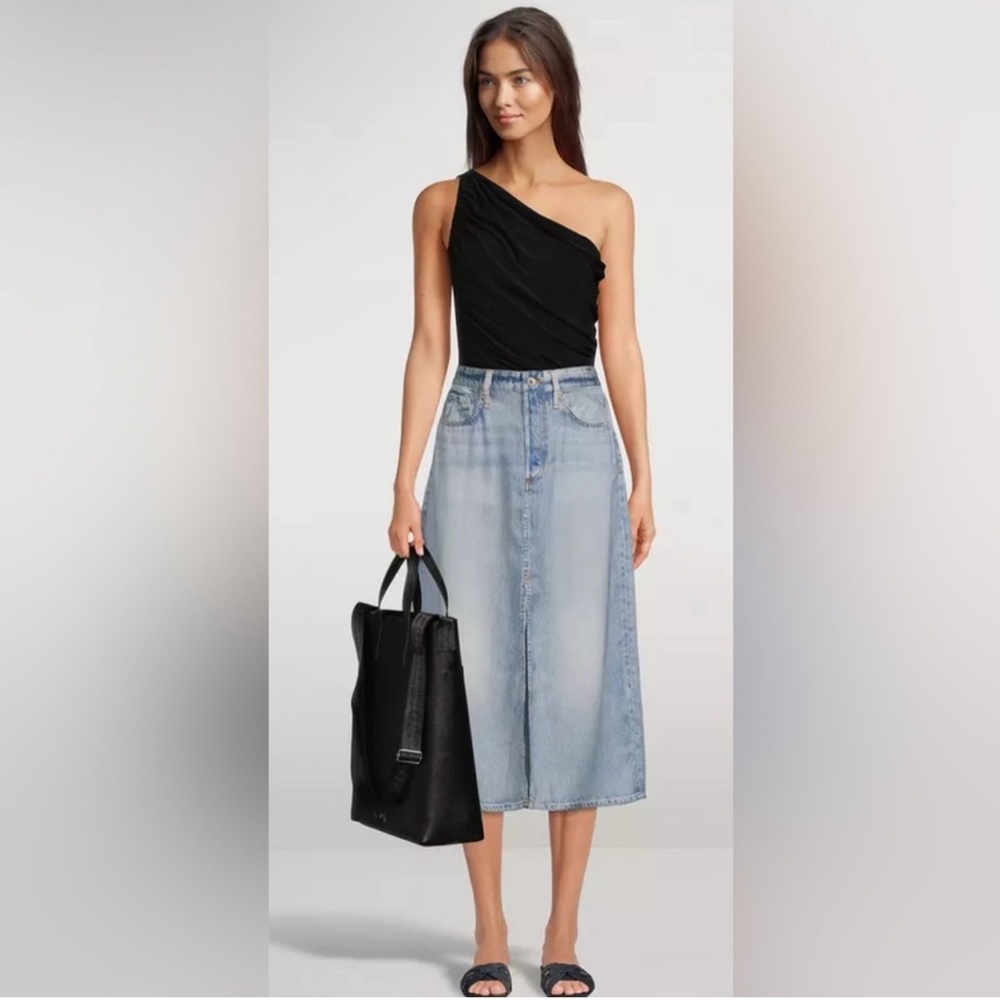 Light Blue Denim Midi Skirt